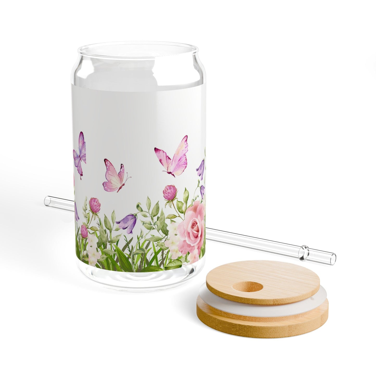 Butterfly Garden Glass Jar, 16oz - Havenly Essentials - Glass Jar - Printify - 30251592561888841045 - Butterfly Garden Glass Jar, 16oz