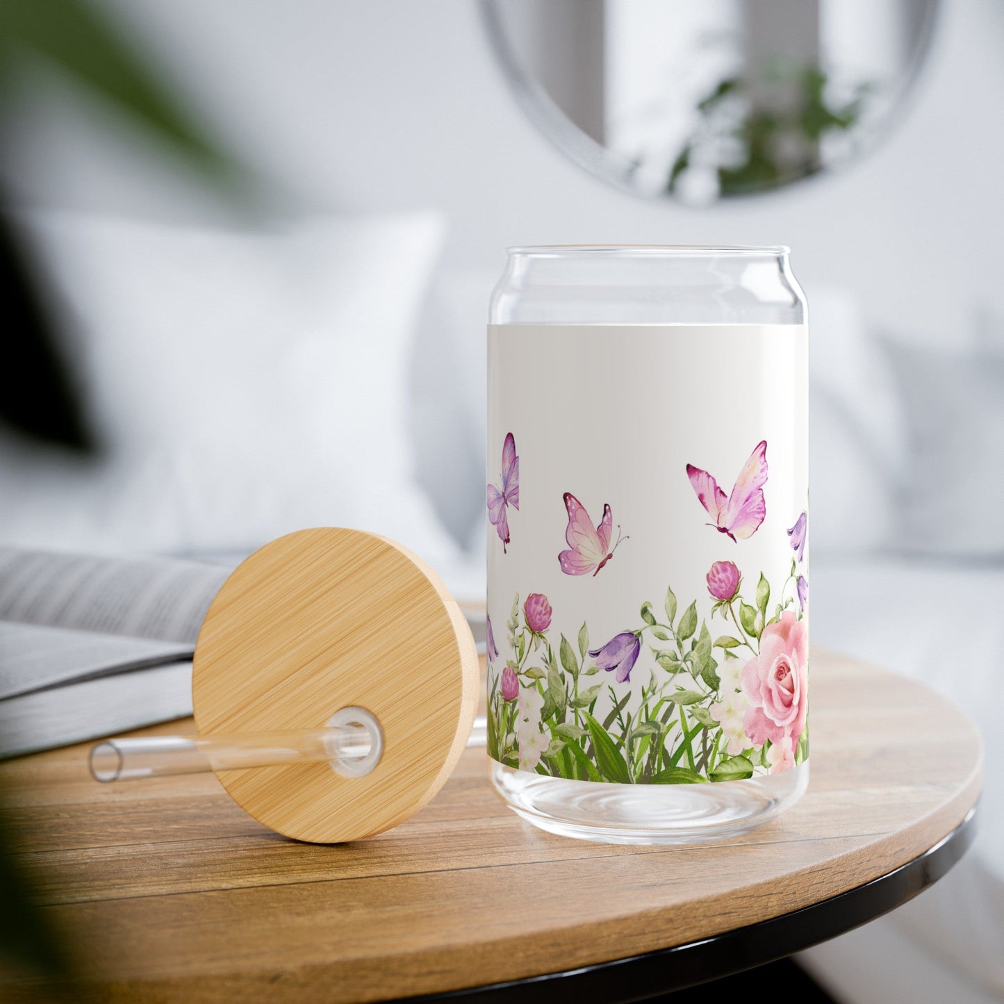 Butterfly Garden Glass Jar, 16oz - Havenly Essentials - Glass Jar - Printify - 30251592561888841045 - Butterfly Garden Glass Jar, 16oz