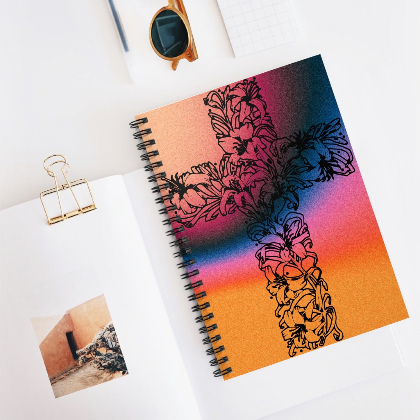 Flower Cross Notebook – Inspire Your Faith Journey - Havenly Essentials - Paper products - Printify - 31409724140294262358 - Flower Cross Notebook – Inspire Your Faith Journey