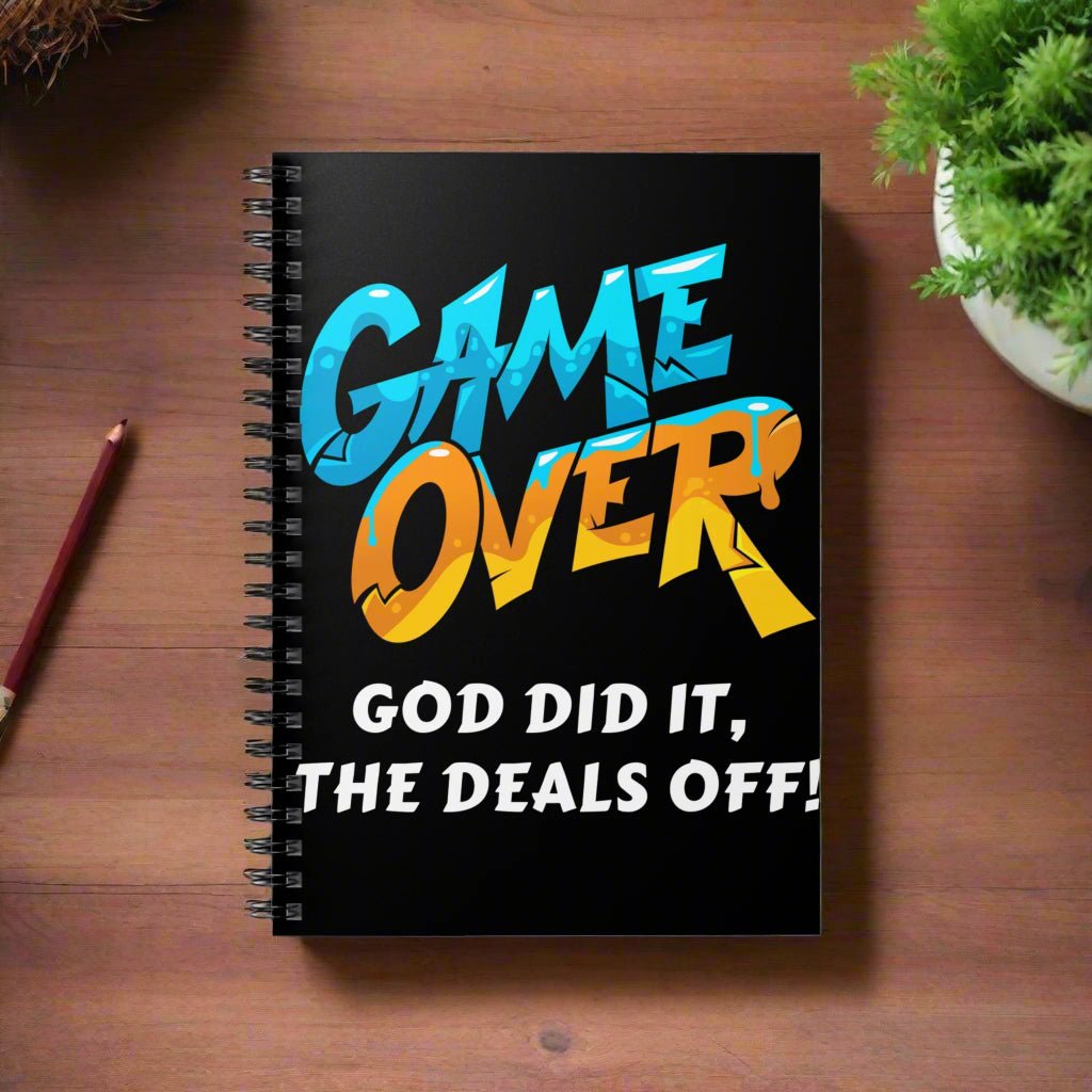 Game Over – God Did It Notebook | Faith & Retro - Inspired Gifts - Havenly Essentials - Paper products - Printify - 11016336508172396929 - Game Over – God Did It Notebook | Faith & Retro - Inspired Gifts