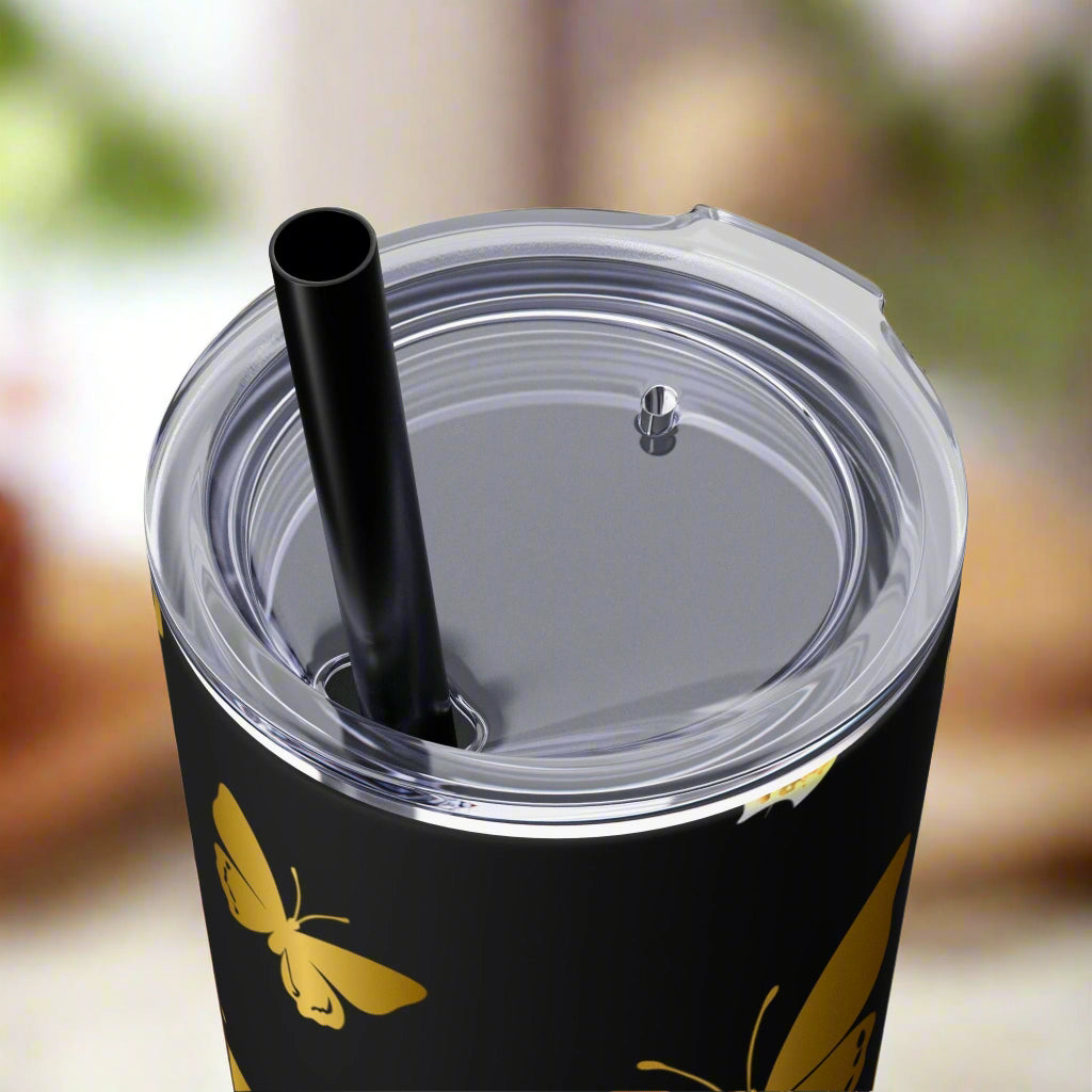 Golden Butterfly Tumbler with Straw, 20oz - Havenly Essentials - Mug - Printify - 11648882934244080623 - Golden Butterfly Tumbler with Straw, 20oz