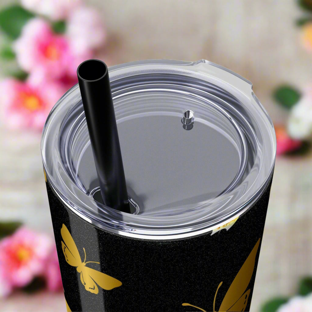 Golden Butterfly Tumbler with Straw, 20oz - Havenly Essentials - Mug - Printify - 11648882934244080623 - Golden Butterfly Tumbler with Straw, 20oz
