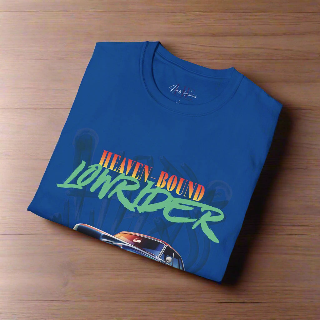 Heaven Bound Lowrider Softstyle T-Shirt – Faith Meets Style - Havenly Essentials - T-Shirt - Printify - 29783152498168100032 - Heaven Bound Lowrider Softstyle T-Shirt – Faith Meets Style