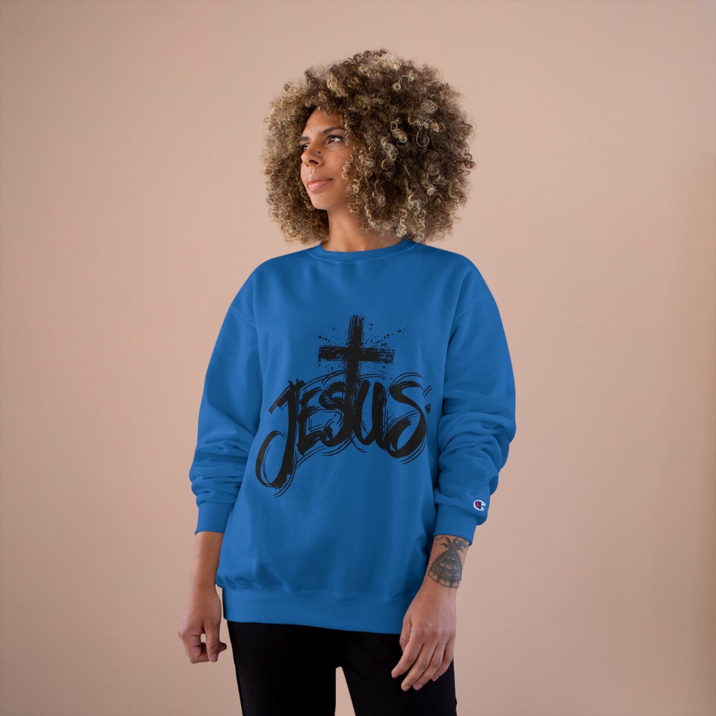 Jesus and the Cross Sweatshirt - Havenly Essentials - Sweatshirt - Printify - 18267532191372223555 - Jesus and the Cross Sweatshirt