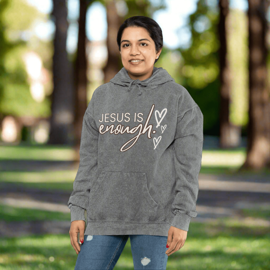 Jesus Is Enough Hoodie with Hearts - Havenly Essentials - Hoodie - Printify - 11144935627903481794 - Jesus Is Enough Hoodie with Hearts