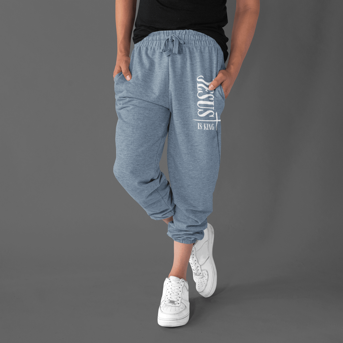 Jesus Is King Lightweight Fleece Sweatpants - Havenly Essentials - Trousers - Printify - 26117619346651541716 - Jesus Is King Lightweight Fleece Sweatpants