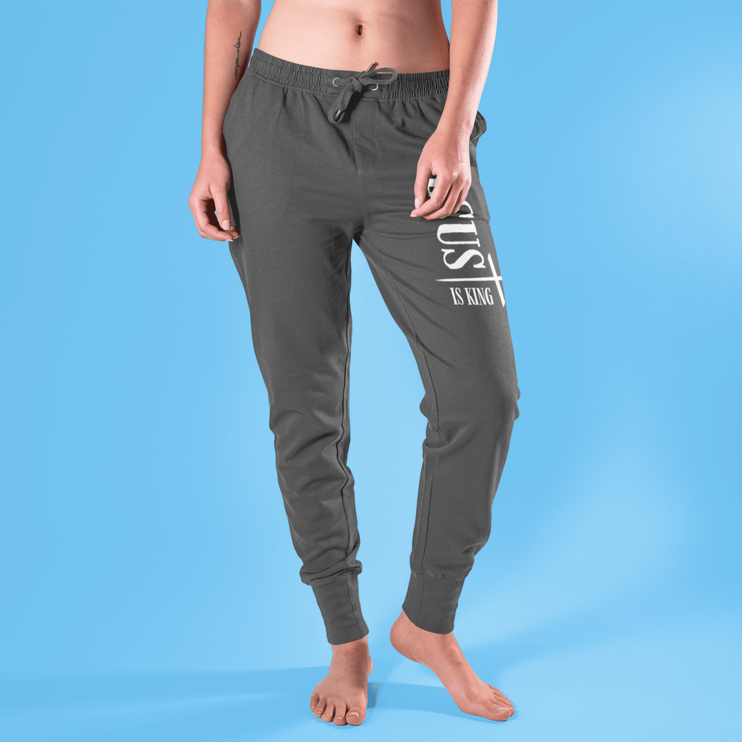 Jesus Is King Lightweight Fleece Sweatpants - Havenly Essentials - Trousers - Printify - 26117619346651541716 - Jesus Is King Lightweight Fleece Sweatpants