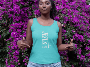 Jesus Is King Racerback Tank Soft Tri - Blend Christian Apparel - Havenly Essentials - Tank Top - Printify - 21771159719338992591 - Jesus Is King Racerback Tank Soft Tri - Blend Christian Apparel