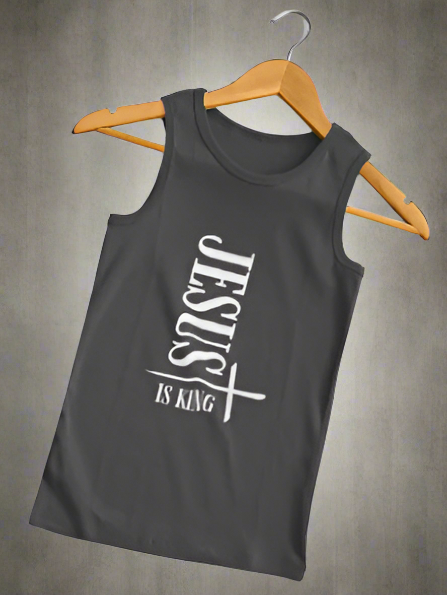 Jesus Is King Racerback Tank Soft Tri - Blend Christian Apparel - Havenly Essentials - Tank Top - Printify - 21771159719338992591 - Jesus Is King Racerback Tank Soft Tri - Blend Christian Apparel