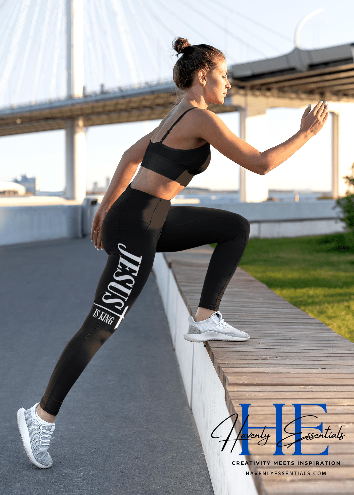 Jesus Is King Stretchy Leggings - Faith - Inspired Activewear for Women - Havenly Essentials - All Over Prints - Printify - 31844494389107658111 - Jesus Is King Stretchy Leggings - Faith - Inspired Activewear for Women
