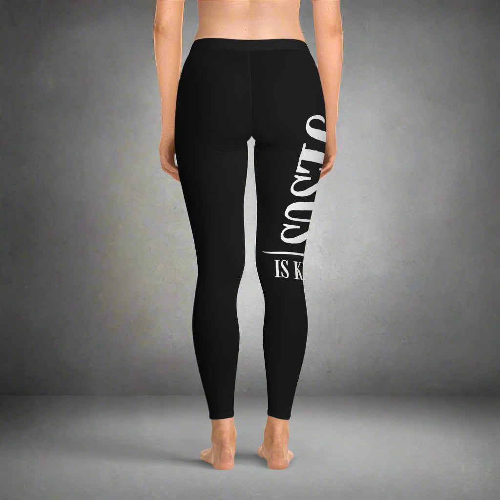 Jesus Is King Stretchy Leggings - Faith - Inspired Activewear for Women - Havenly Essentials - All Over Prints - Printify - 31844494389107658111 - Jesus Is King Stretchy Leggings - Faith - Inspired Activewear for Women