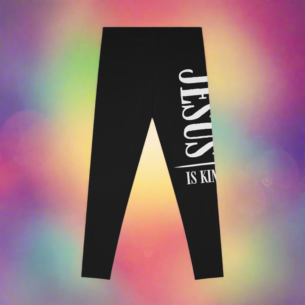 Jesus Is King Stretchy Leggings - Faith - Inspired Activewear for Women - Havenly Essentials - All Over Prints - Printify - 31844494389107658111 - Jesus Is King Stretchy Leggings - Faith - Inspired Activewear for Women