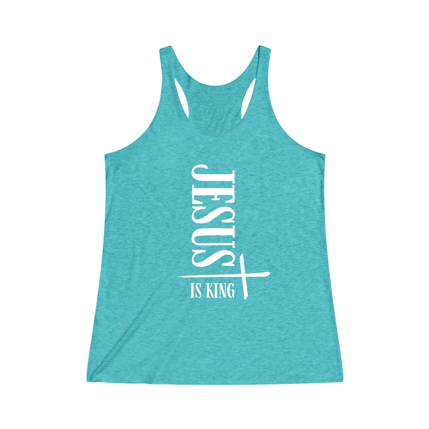 Jesus Is King Tri - Blend Racerback Tank - Havenly Essentials - Tank Top - Printify - 10991817348893144693 - Jesus Is King Tri - Blend Racerback Tank