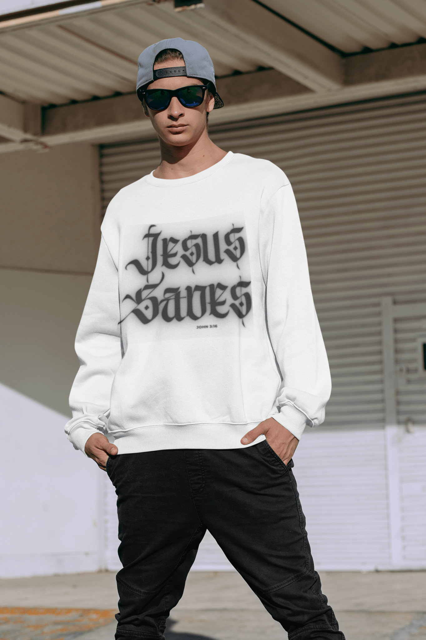 Jesus Saves - Champion Sweatshirt - Havenly Essentials - Sweatshirt - Printify - 44847205677727497673 - Jesus Saves - Champion Sweatshirt
