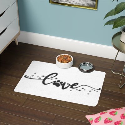 Love - Pet Food Mat (12x18) - Havenly Essentials - Pet Bowl Mat - Printify - 13368665400745375426 - Love - Pet Food Mat (12x18)