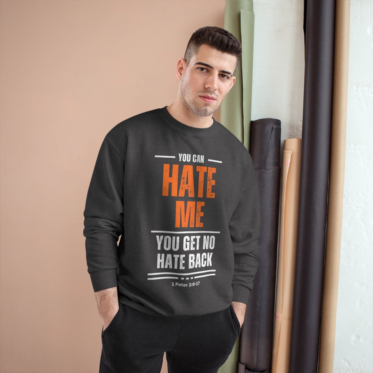 No Hate Back Champion Sweatshirt - Havenly Essentials - Sweatshirt - Printify - 24198528880149422511 - No Hate Back Champion Sweatshirt