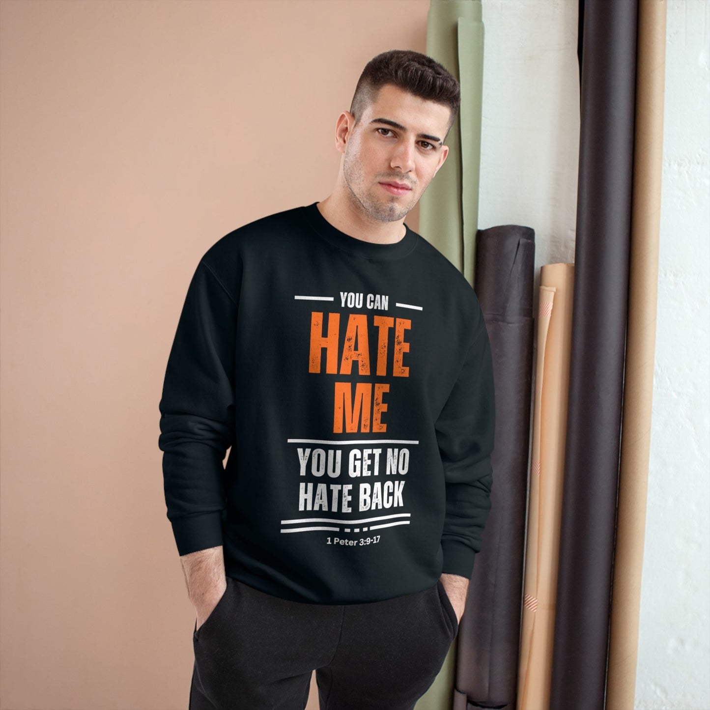 No Hate Back Champion Sweatshirt - Havenly Essentials - Sweatshirt - Printify - 43125785844522792636 - No Hate Back Champion Sweatshirt