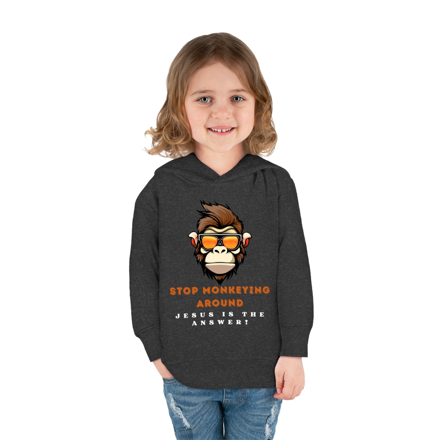 Stop Monkeying Around - Pullover Fleece Hoodie - Havenly Essentials - Kids clothes - Printify - 27795056133732242282 - Stop Monkeying Around - Pullover Fleece Hoodie