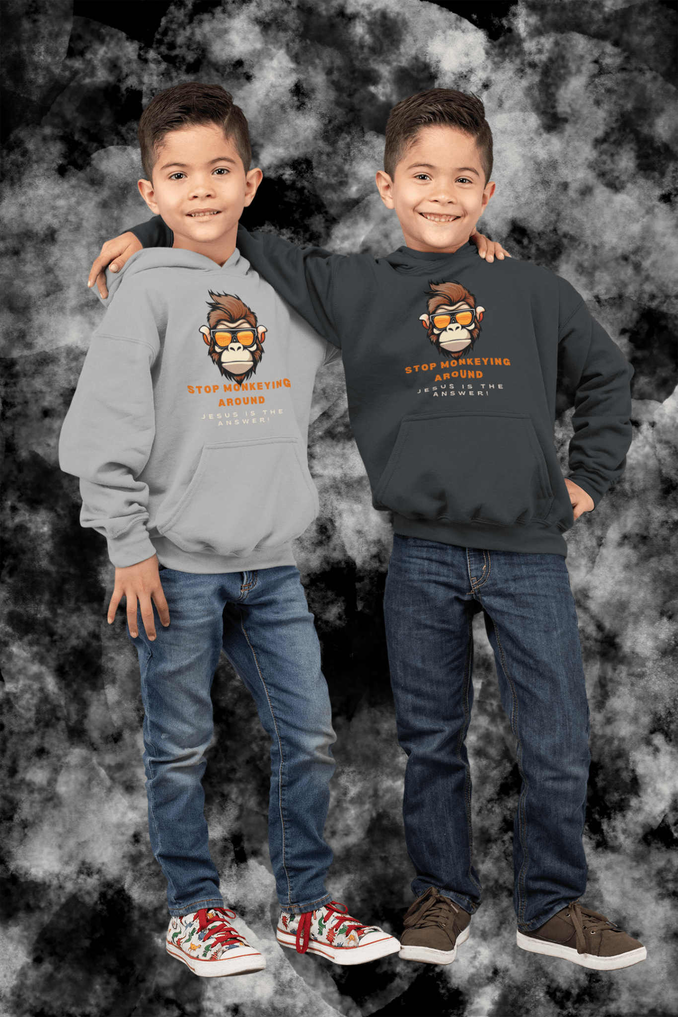 Stop Monkeying Around - Pullover Fleece Hoodie - Havenly Essentials - Kids clothes - Printify - 27795056133732242282 - Stop Monkeying Around - Pullover Fleece Hoodie