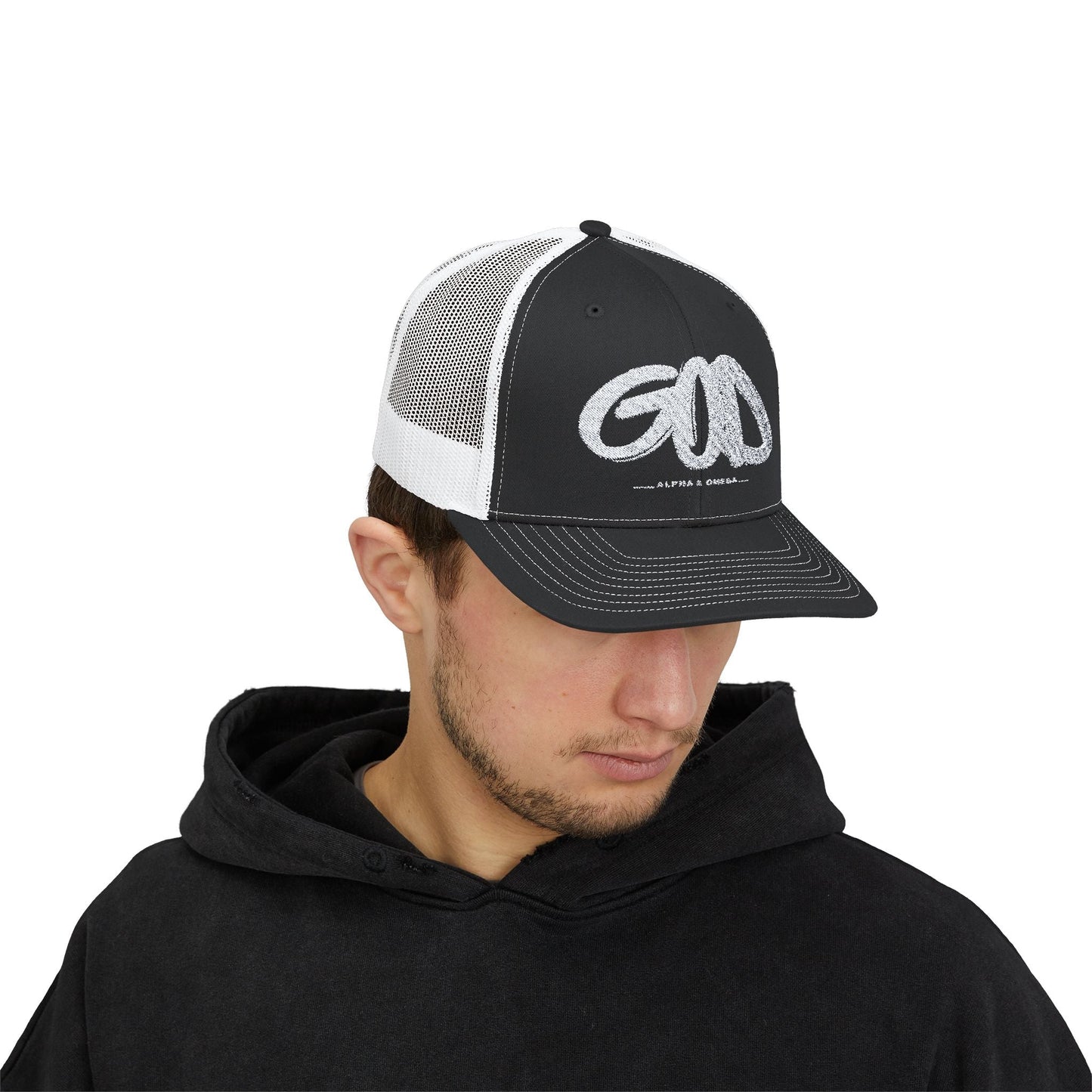 Trucker Hat - Alpha and Omega - Havenly Essentials - Trucker Hats - Printify - 24034393052352442569 - Trucker Hat - Alpha and Omega