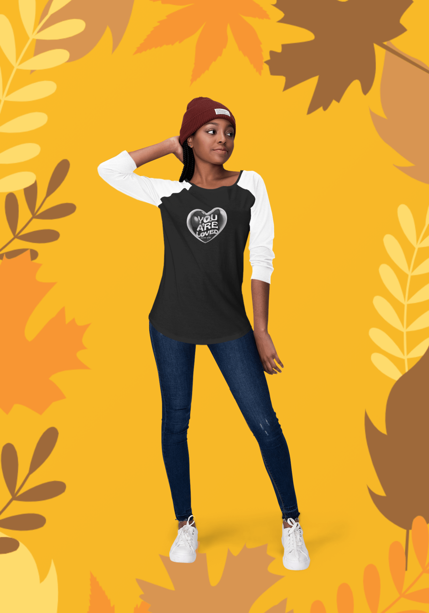 You Are Loved Heart Bubble Baseball Tee - Havenly Essentials - Long - sleeve - Printify - 22506754761530160392 - You Are Loved Heart Bubble Baseball Tee