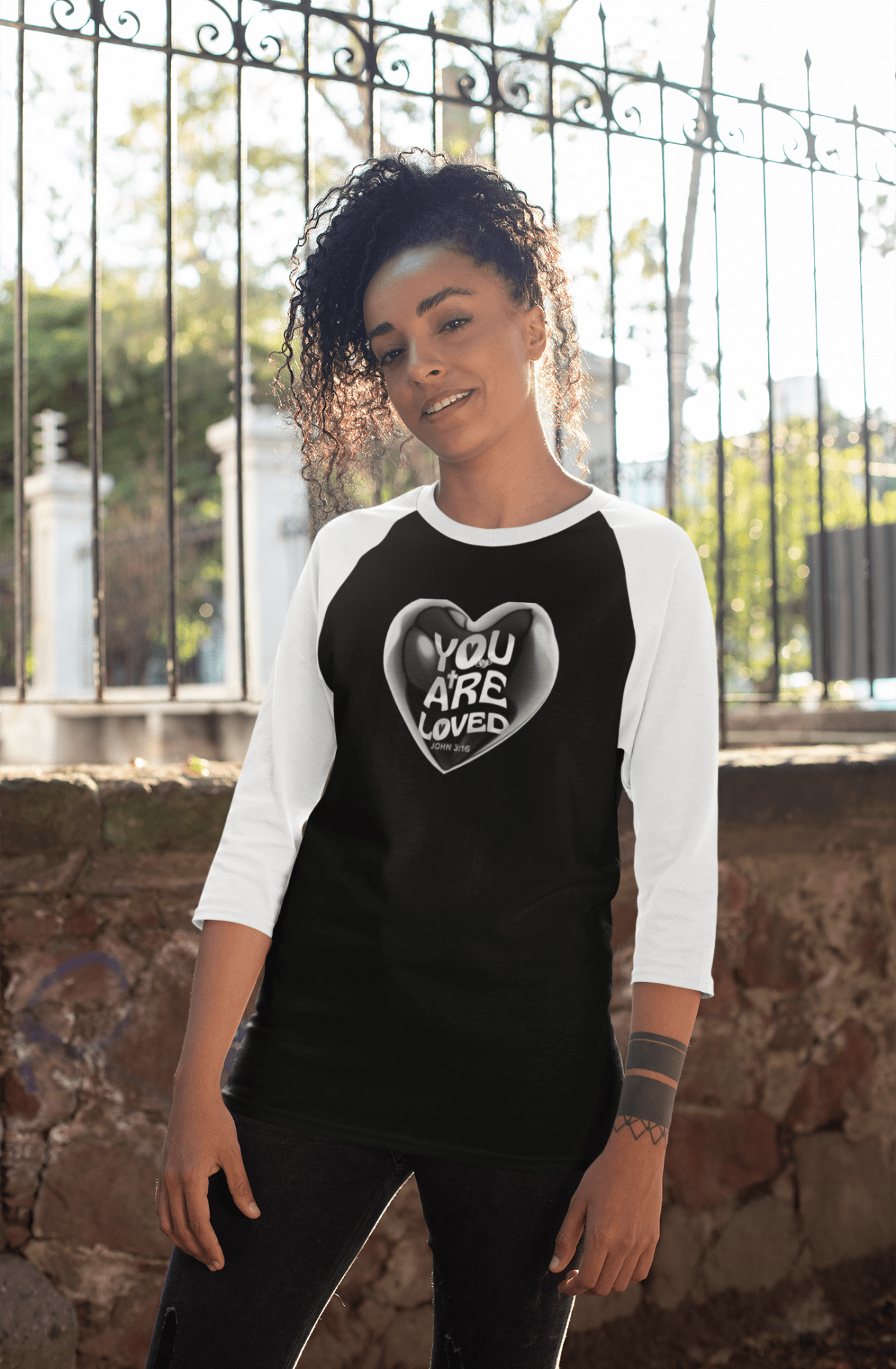 You Are Loved Heart Bubble Baseball Tee - Havenly Essentials - Long - sleeve - Printify - 22506754761530160392 - You Are Loved Heart Bubble Baseball Tee