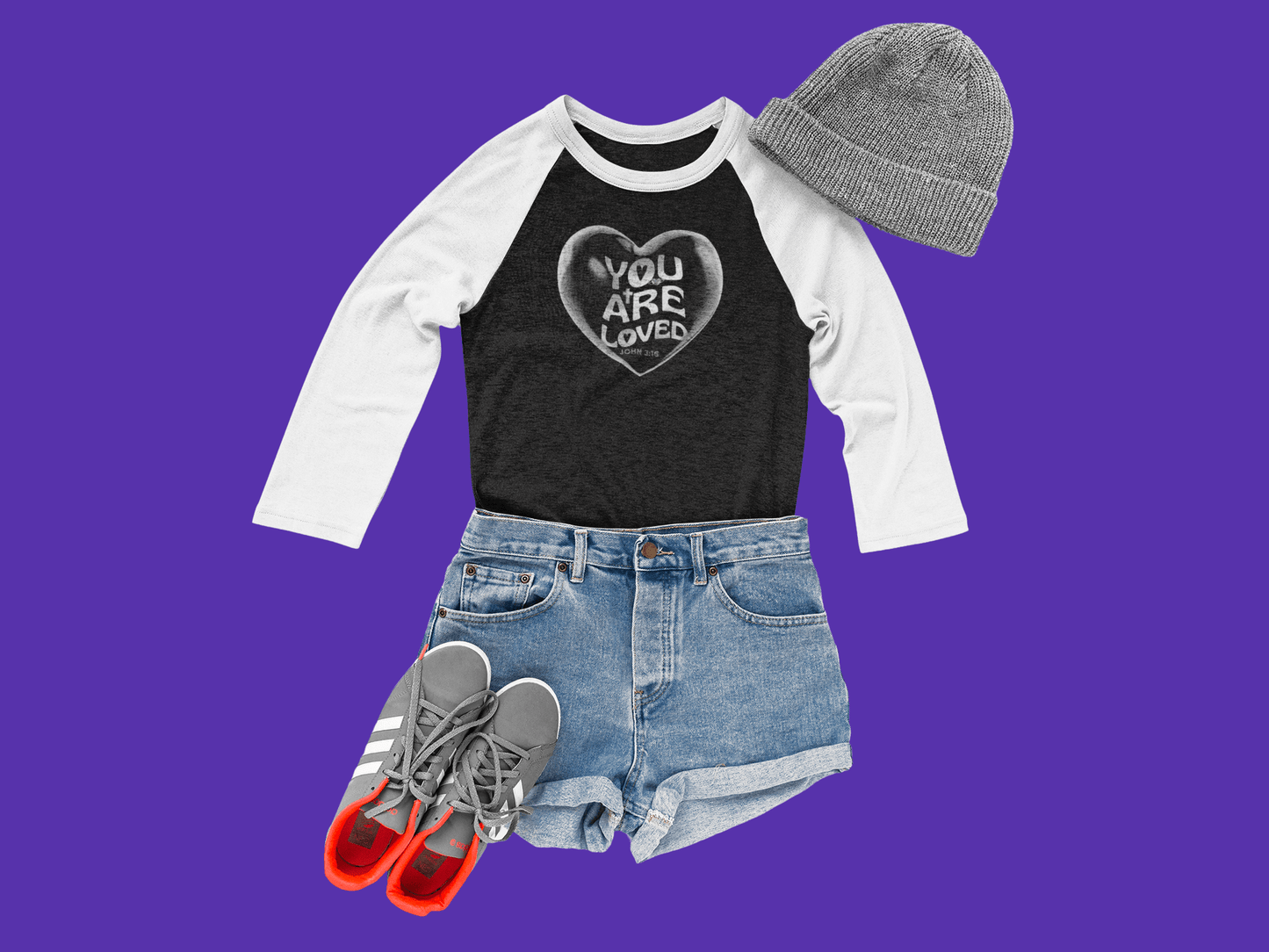You Are Loved Heart Bubble Baseball Tee - Havenly Essentials - Long - sleeve - Printify - 22506754761530160392 - You Are Loved Heart Bubble Baseball Tee